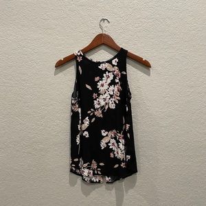 Black silky floral tank top